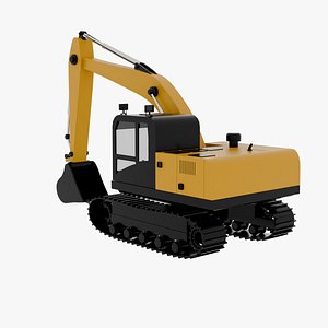 Yellow Hydraulic Excavator 3D Model Tracked Heavy Machinery 3D model