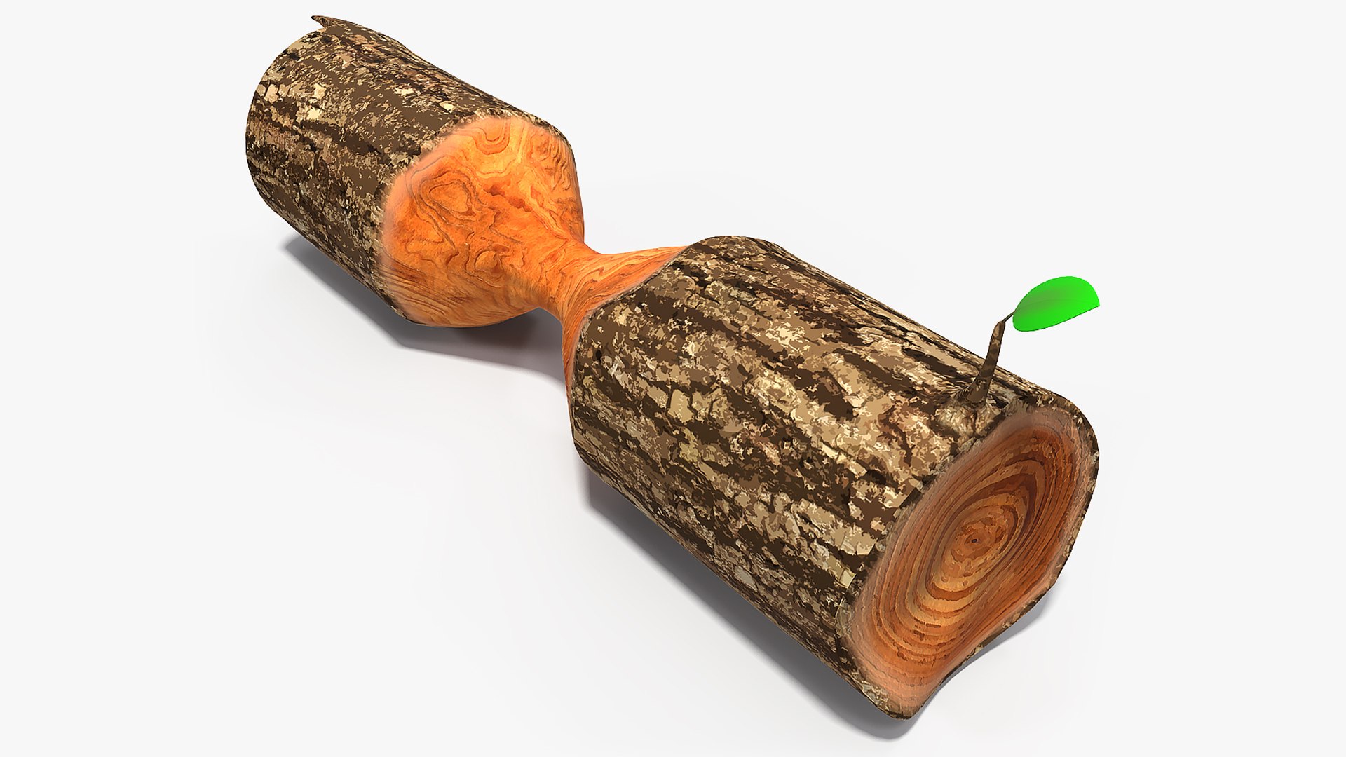 Cartoon Gnawed Log 3D model preview