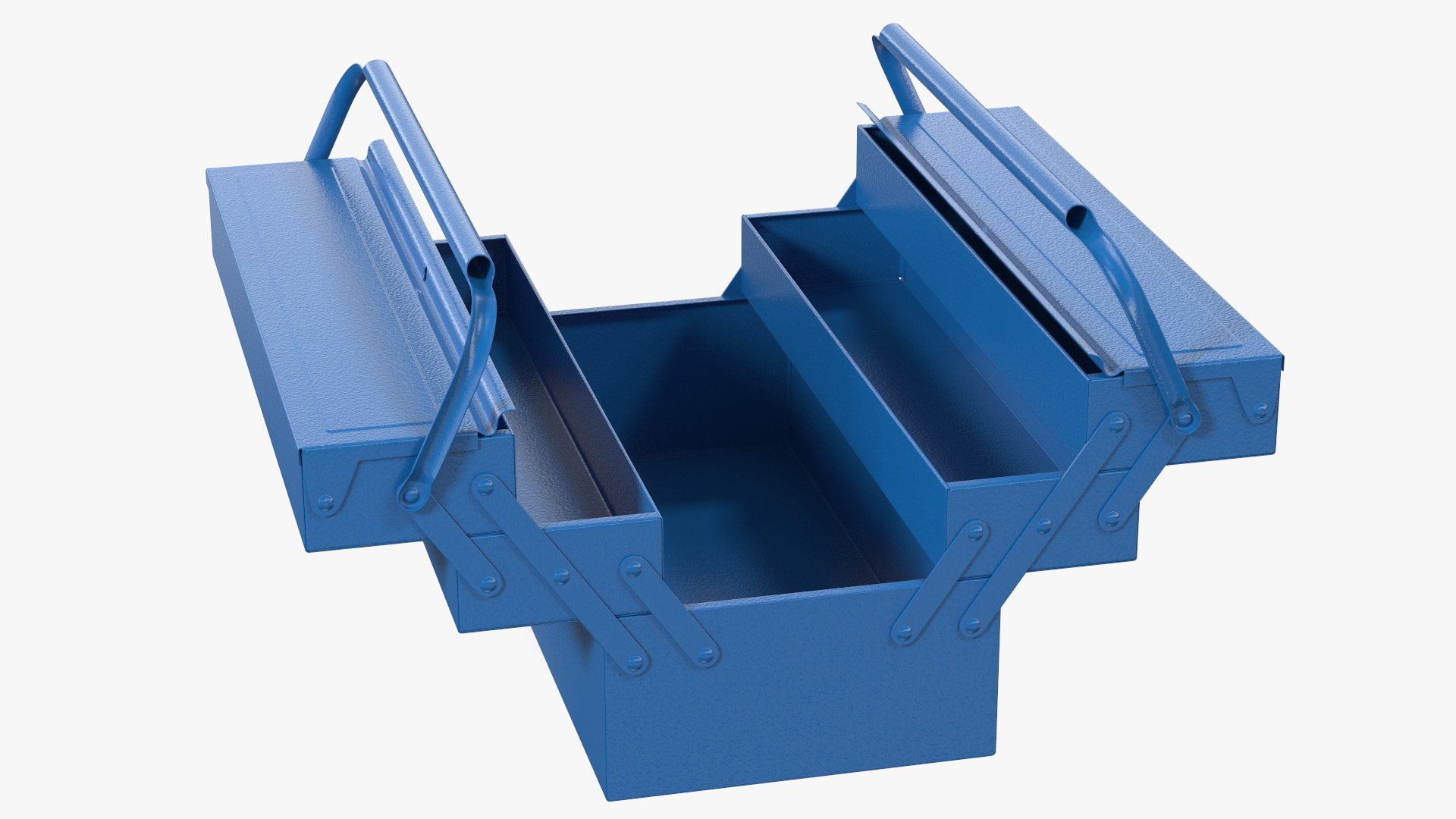 Steel Toolbox with 5 Compartments Blue Rigged 3D model preview