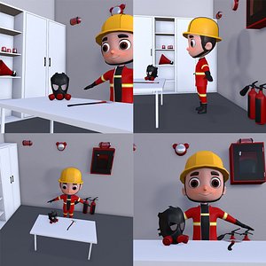 Low Poly Fire Fighter Character