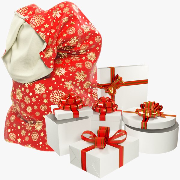 Santa Bag and Gift Boxes Collection V1 3D model