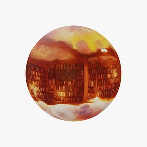 3D 8k magic attic library with cosmic clouds 360 VR sky background