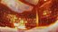 8k magic attic library with cosmic clouds 360 VR sky background