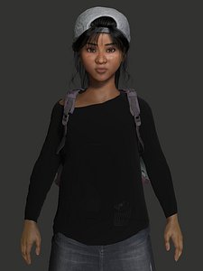 AAA 3D REALISTIC HUMAN CHARACTER - AFRICAN TEENAGE GIRL 02 3D model