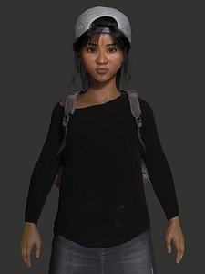 AAA 3D REALISTIC HUMAN CHARACTER - AFRICAN TEENAGE GIRL 02