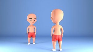 Gudd Cartoon boy Rigged Character Low-poly u3ds Max