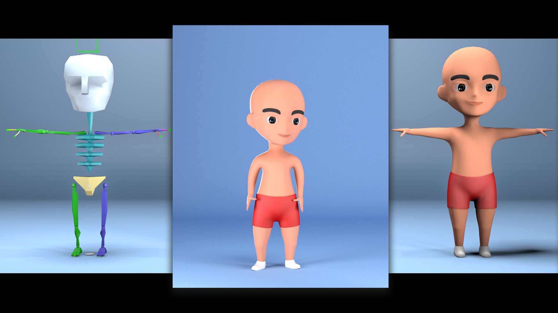 GuddCartoon Boy Guddu Rigged Character Low-poly 3D Modelu 3ds Max 3D ...