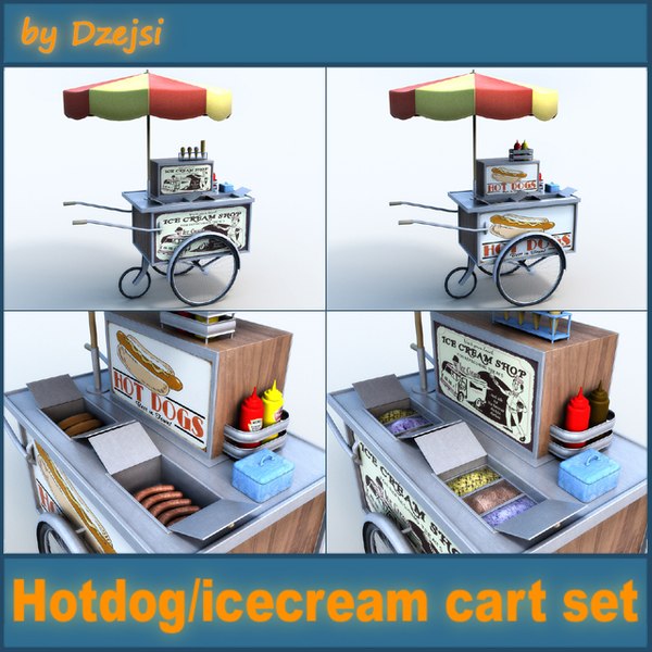 3d model hot dog cart ice cream