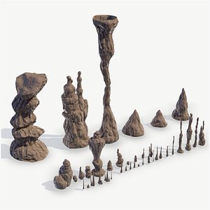 3d set stalagmites model