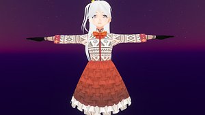 3D Game Ready Low Poly Anime Character Girl 23