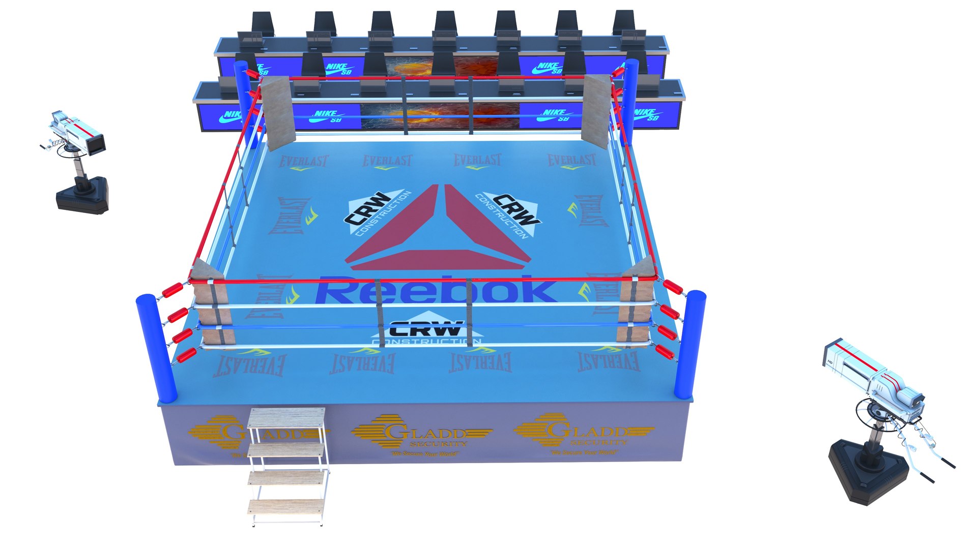 Boxing Ring and Tv Equipmend 3D model - TurboSquid 1806282
