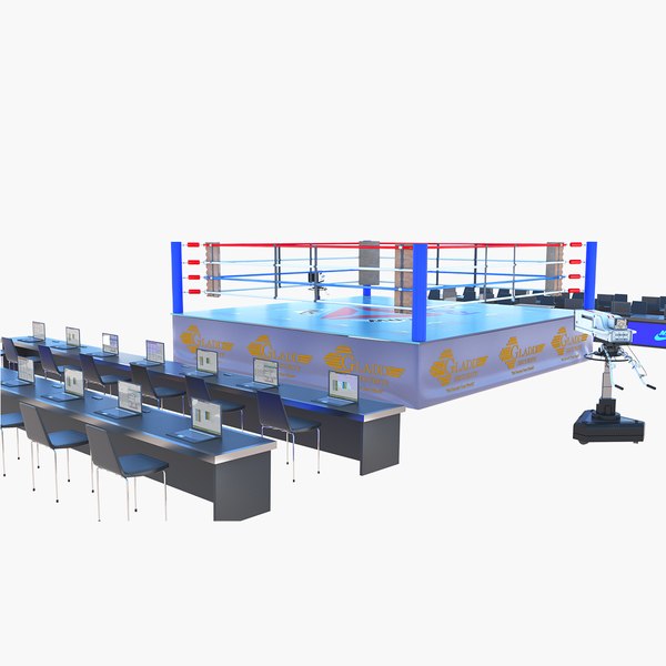 Boxing Ring and Tv Equipmend 3D model