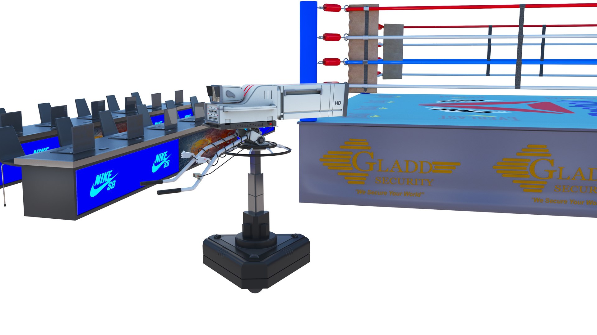 Boxing Ring and Tv Equipmend 3D model - TurboSquid 1806282