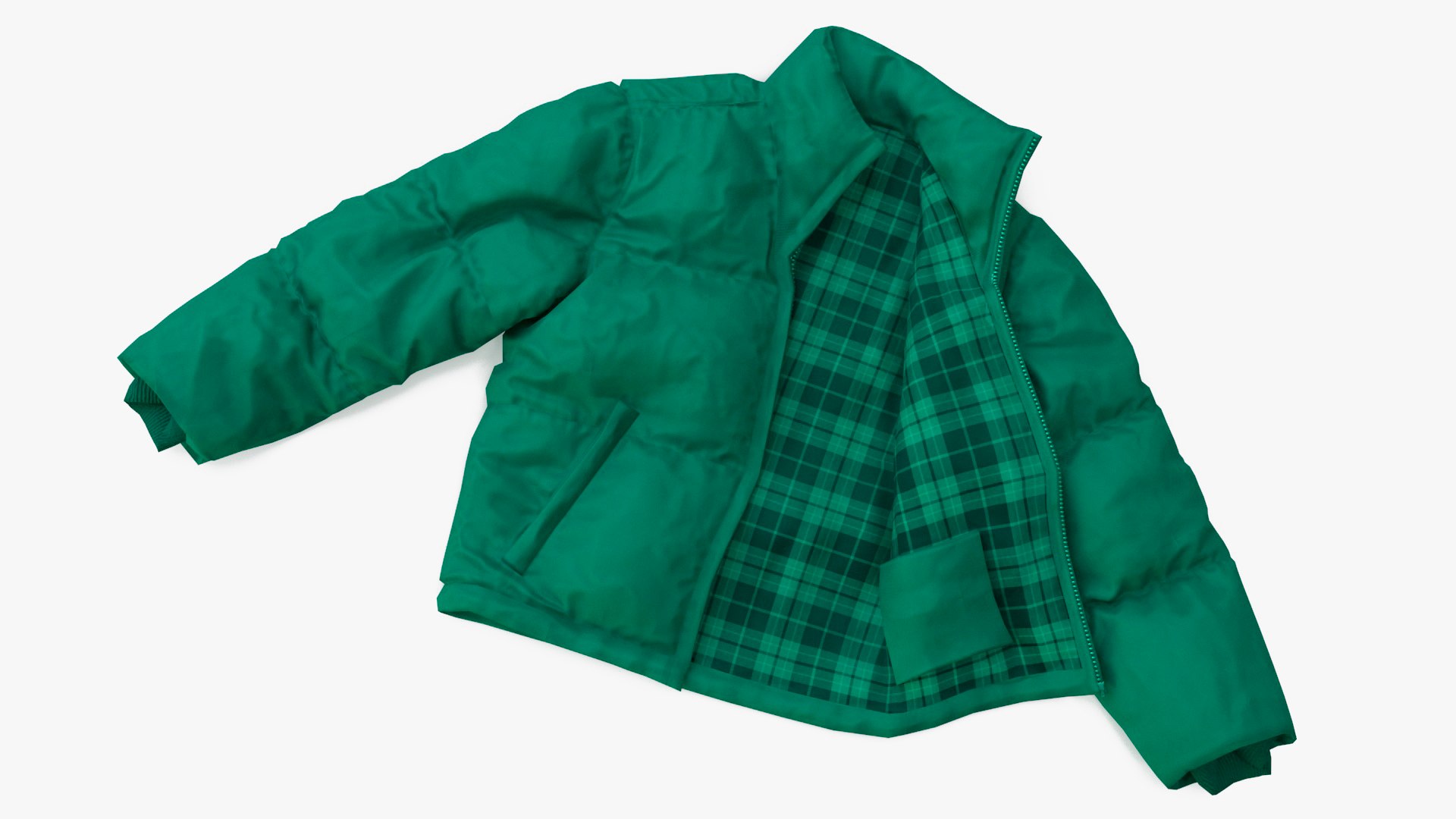 Green Mens Down Jacket Laying 3D model preview