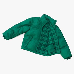 3D Green Mens Down Jacket Laying