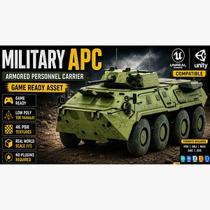 Armored Personnel Carrier Military Army APC Low Poly Game Ready 3D Model model