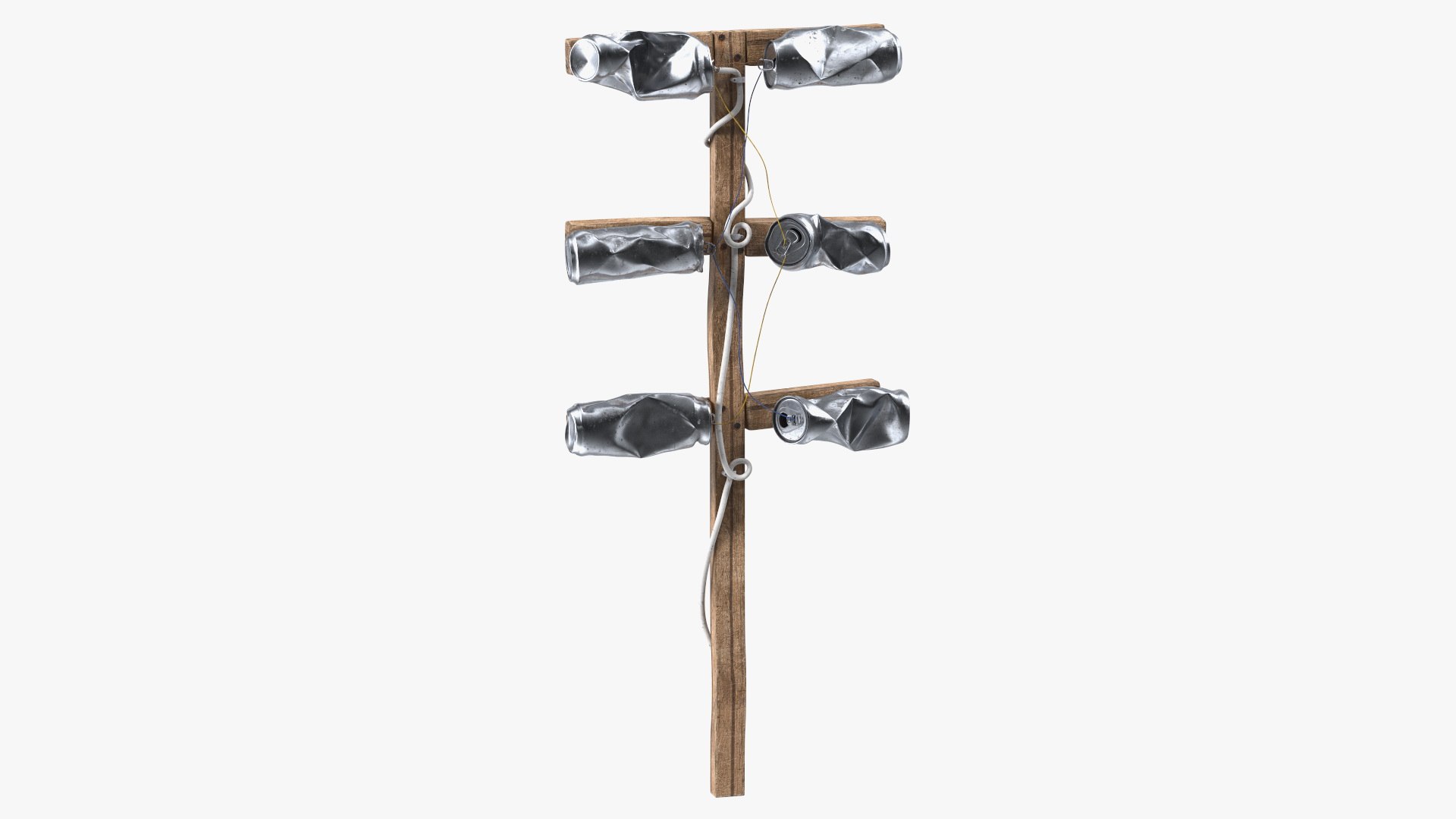 Damaged DIY TV Aluminum Can Antenna 3D model preview