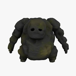 Stone Golem with Quads Mesh Topology 3D model