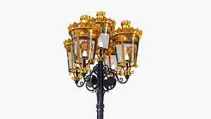 Cast iron antique street light lamp crown with 5 luminaries