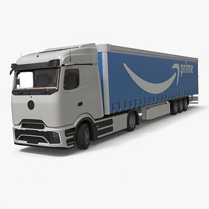 Electric Truck with Prime Trailer Rigged for Cinema 4D 3D