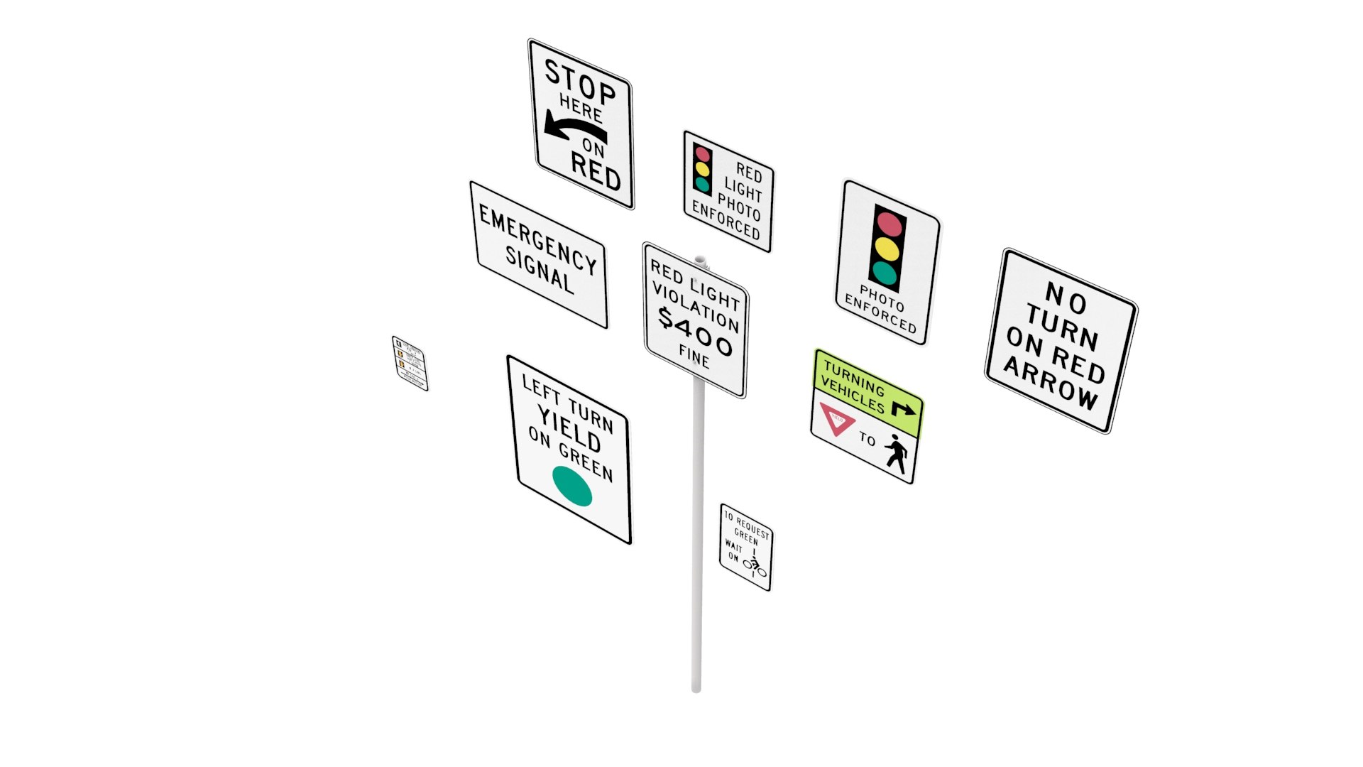 3D Model Road Sign Series Traffic Signal - TurboSquid 1383183