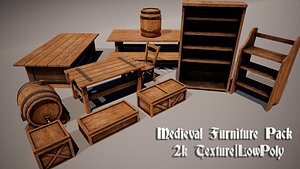 Medieval Furniture Asset 3D model