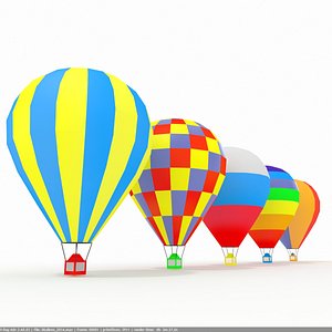 air balloons slylized low-poly 3D model