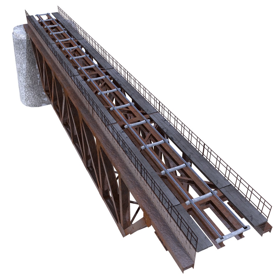 Railway Bridge Section Railroad Rails 3D Model - TurboSquid 1651931
