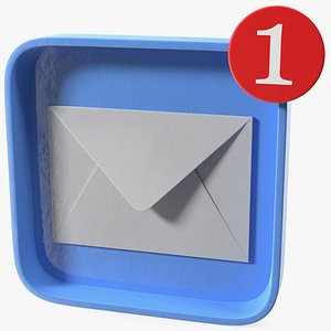 3D email notification icon mail