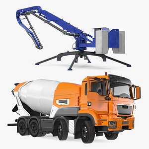 mixer truck concrete boom 3D model