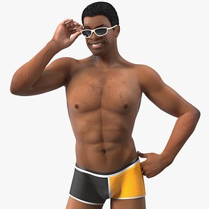 3D light skin black man model