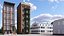 Brick Apartment Building with Blank Walls 3D model