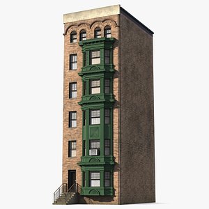 Brick Apartment Building with Blank Walls 3D model