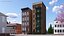 Brick Apartment Building with Blank Walls 3D model