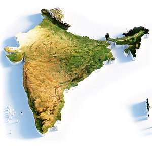 3D India Terrain Map model