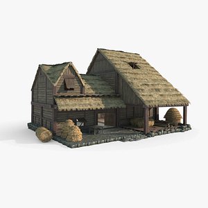 Ancient thatched cottage warehouse 3D model