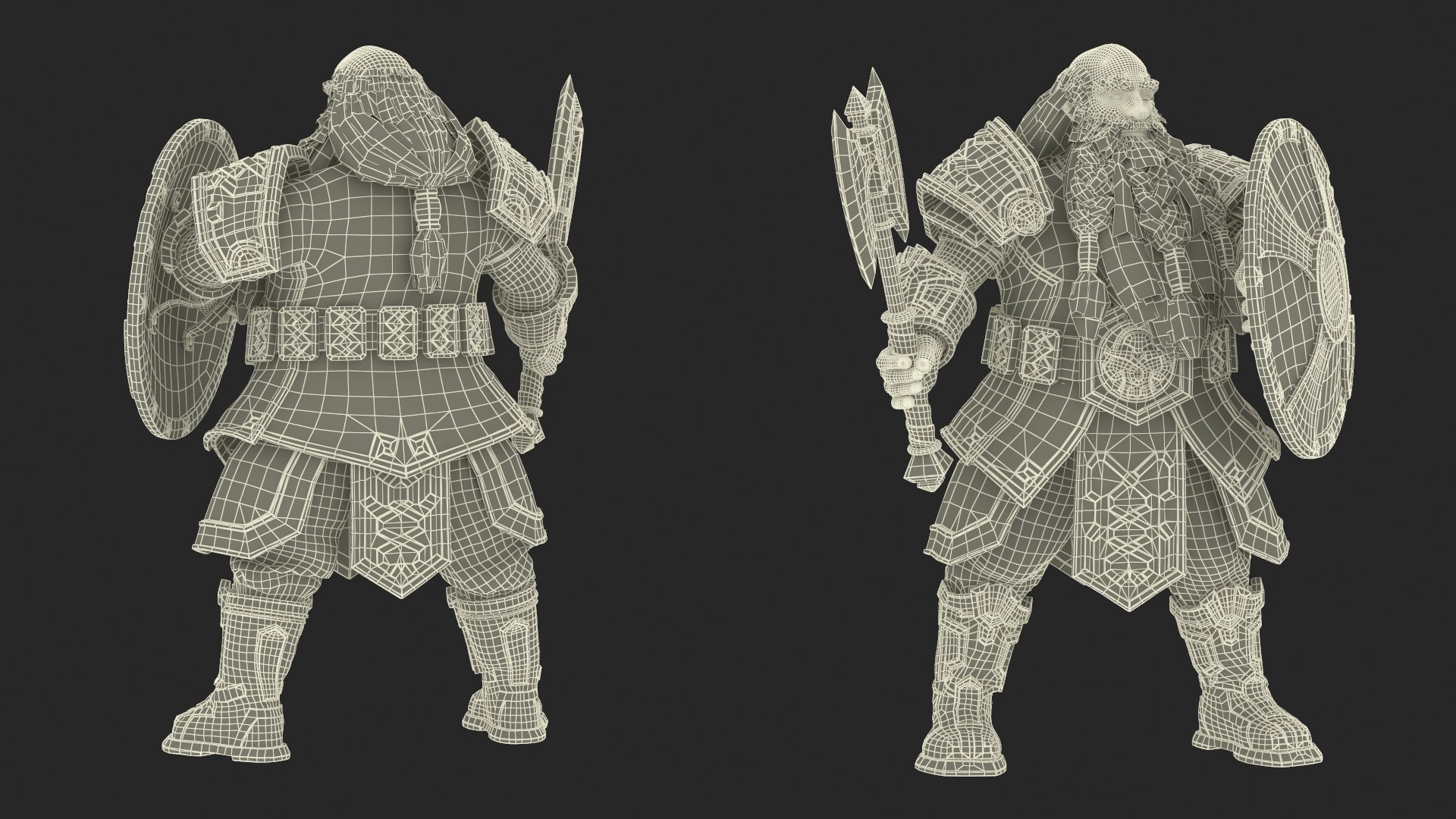 3D Model Dwarf Warrior With Axe And Shield Rigged - TurboSquid 2389894