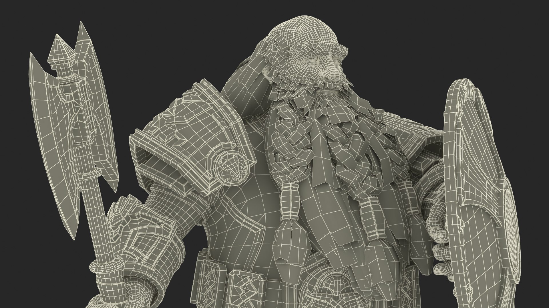 3D Model Dwarf Warrior With Axe And Shield Rigged - TurboSquid 2389894