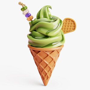 3D model Matcha Ice Cream Cone