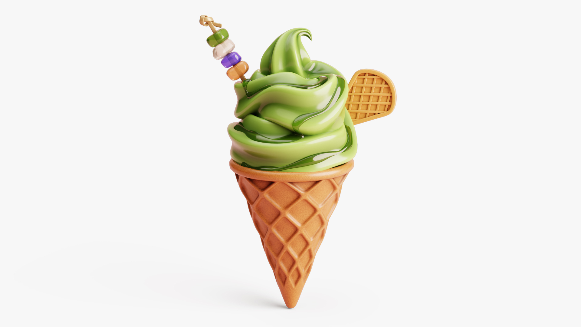 3D Model Matcha Ice Cream Cone - TurboSquid 2374470