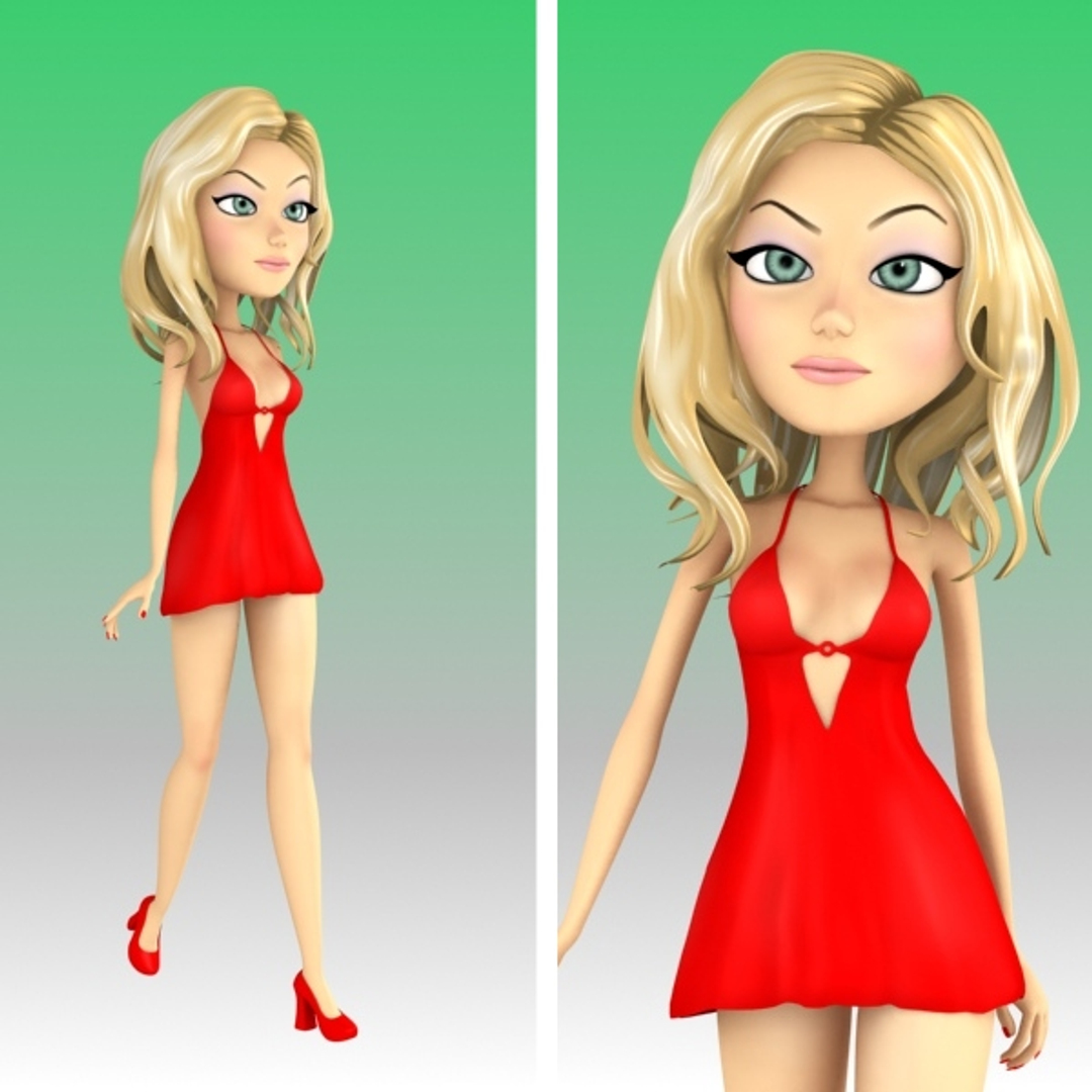 Rigged Cartoon Blonde Girl Animation 3d Max 6631