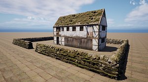 Duplex Village House and Stone Fence