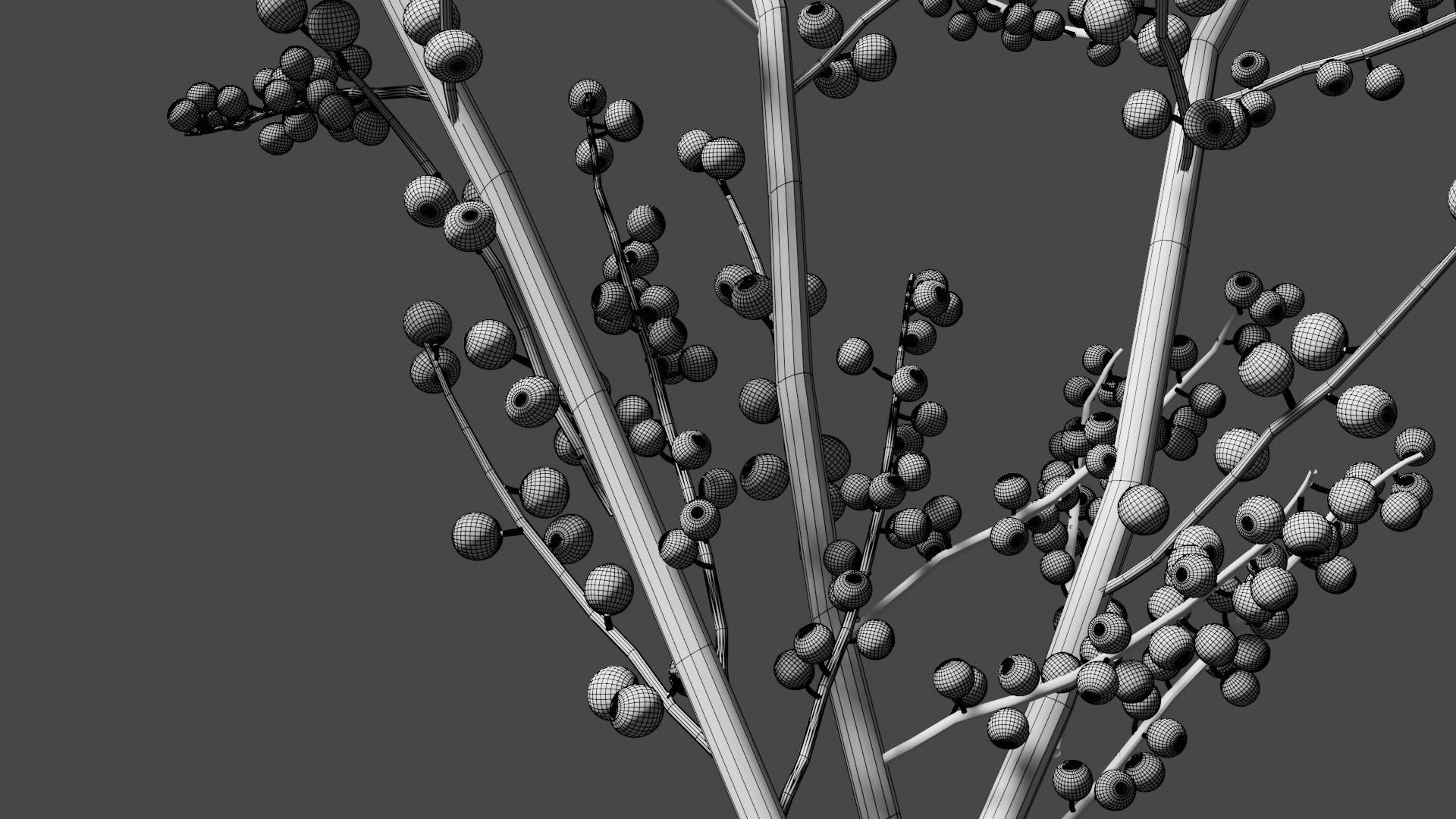 3D Decorative bouquet of ilex branches with red berries model