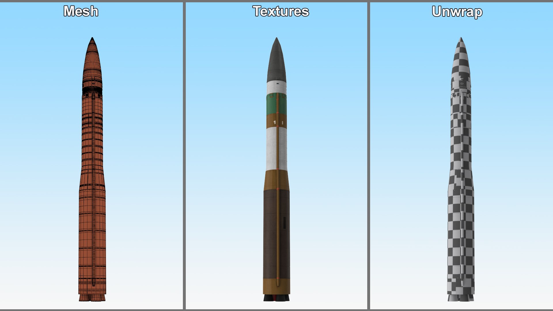 3D Ballistic Missile LGM-30G Minuteman 3 model https://p.turbosquid.com/ts-thumb/c0/gieOSH/cY/ballisticmissilelgm30gminuteman3mb3dmodel028/jpg/1711286187/1920x1080/fit_q87/044b39edbb0c09da1eae6de2809d4070a01d0248/ballisticmissilelgm30gminuteman3mb3dmodel028.jpg