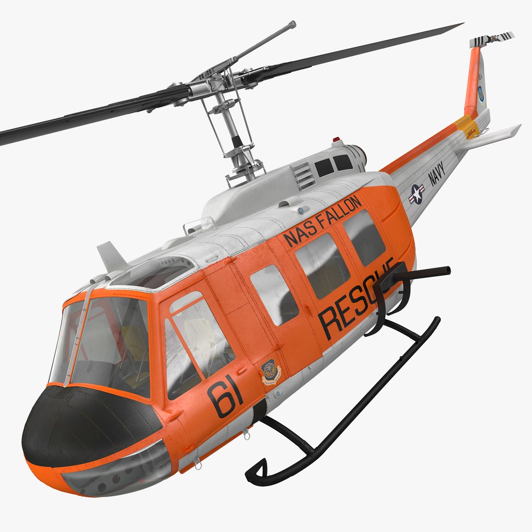 US Navy Bell UH-1 Iroquois Rescue Rigged 3D Model 3D model preview