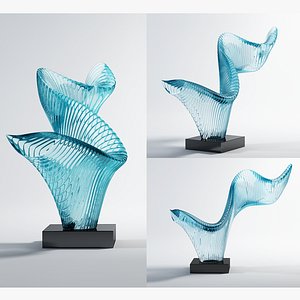 Abstract fish shaped glass sculpture