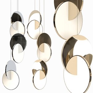 3D eclipse chandelier gold chrome