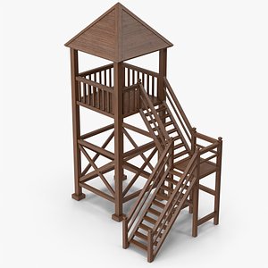 Guard Tower Dark Wood 3D model