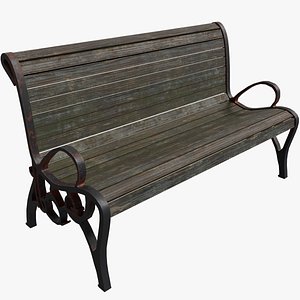 3D Classic Park Bench 02 - Apocalyptic model