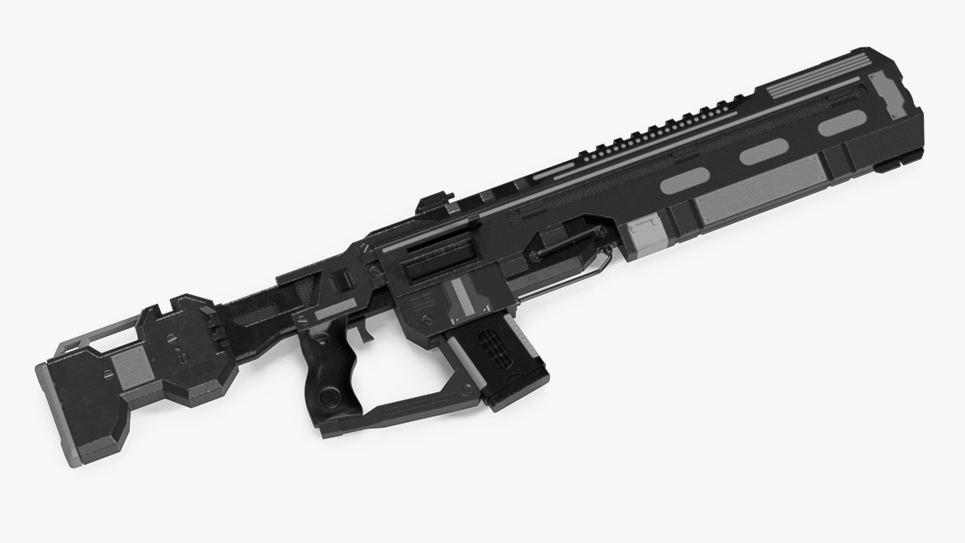Tactical Assault Rifle Sci Fi with Cartridge Black 3D model preview